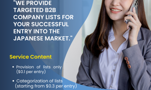 A confident businesswomen makes a call on her mobile phone. The text describes how YOUNEEDS provides B2B target lists.